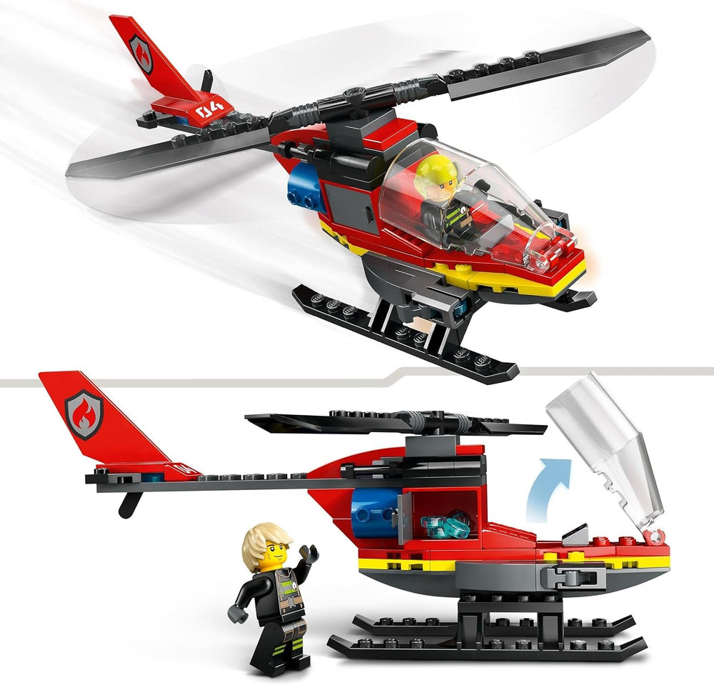 LEGO City Feuerwehrhubschrauber, Hubschrauberspielzeug und Pilotenfigurenset, Feuerwehrhubschrauber für ein fantasievolles Spielerlebnis, Geschenk für Kinder, Jungen und Mädchen ab 5 Jahren 60411 Bausets Besuchen Sie den LEGO-Store