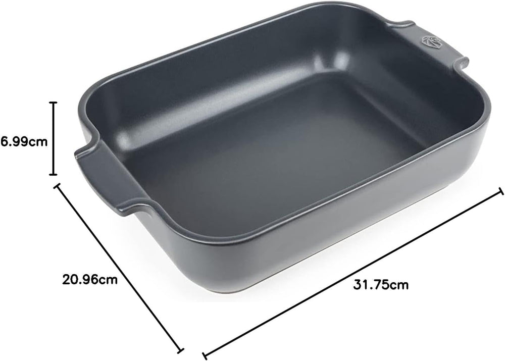 Peugeot Appolia Rechteckige Auflaufform Mit Griffen, Keramik, Schiefer / Grau, 7.2X31X21.7 Cm, Fassungsvermögen: Ca. 2 L, 60060 Formen und Backbleche Naty Shop