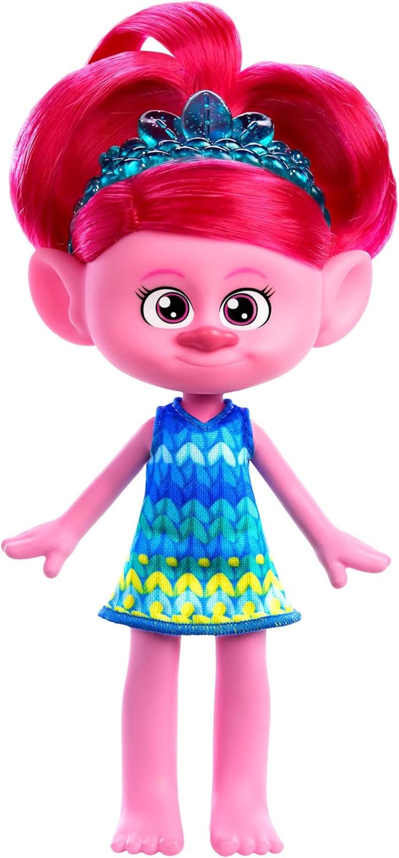 Mattel DREAMWORKS TROLLS Gemeinsam Stark – Haarige Überraschungen Chenille Puppe mit leuchtend blauen Haaren zum Stylen, lila Stirnband, für Kinder ab 3 Jahren, HNF15