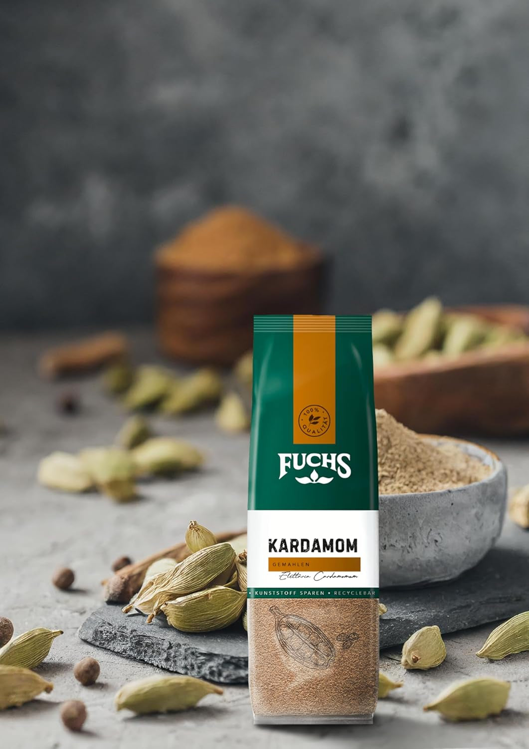 Fuchs Gewürze - Kardamom gemahlen im recyclebaren Nachfüllbeutel - 50 g