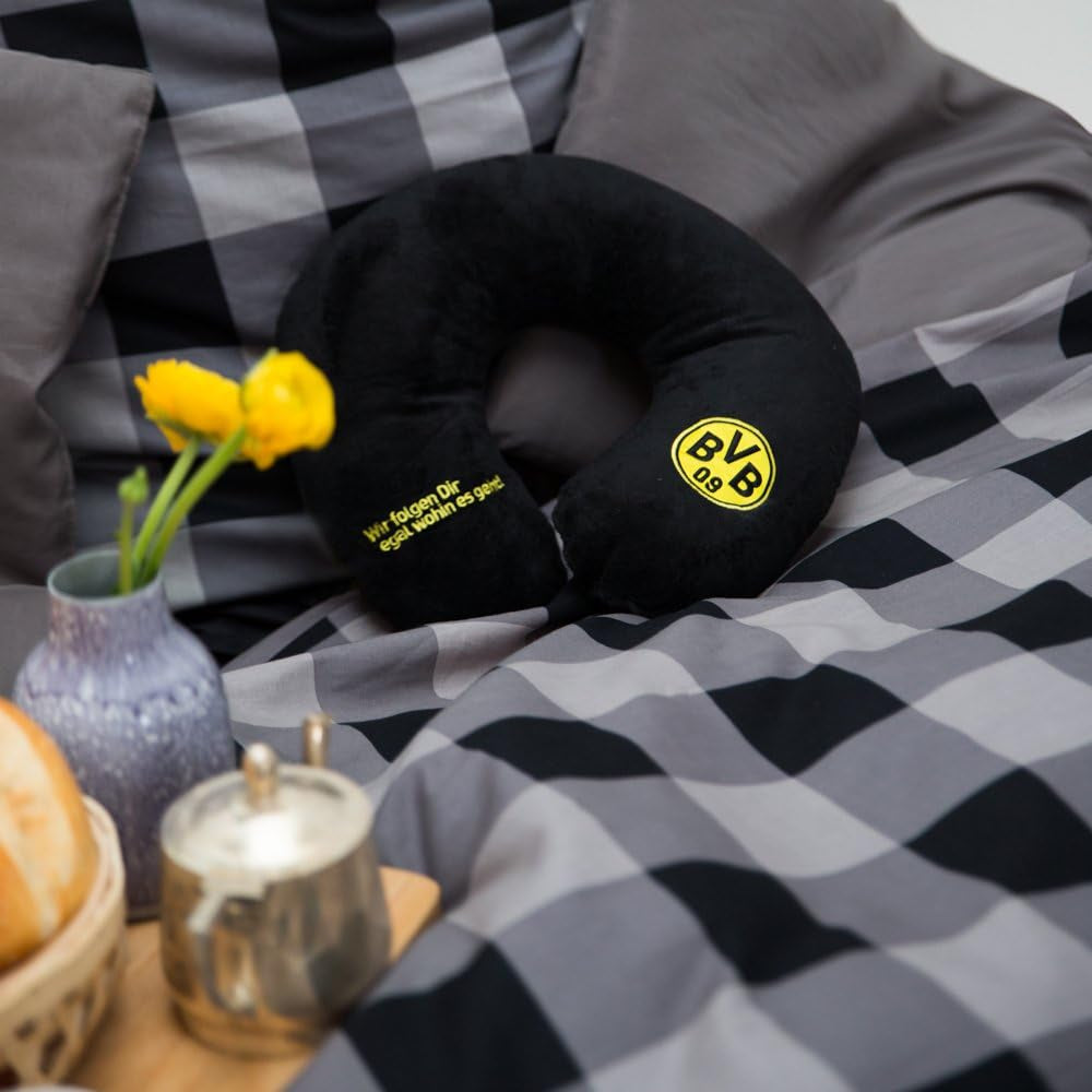 Pernă pentru gât Borussia Dortmund Unisex Bvb Nakkepude, negru/galben, 34 X 31 5 cm EU Perne calatorie Naty Shop