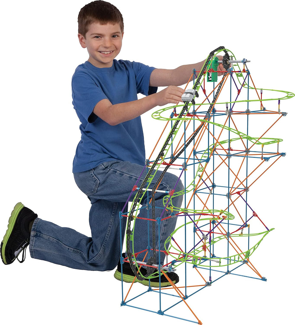 K'NEX 51438 Typhoon Frenzy Achterbahn, 2-in-1-Modell, farbenfrohes Bauset für Jungen und Mädchen, 19-Fuß-Spielzeug, 640-teiliges Kinderbauset für Kinder ab 9 Jahren