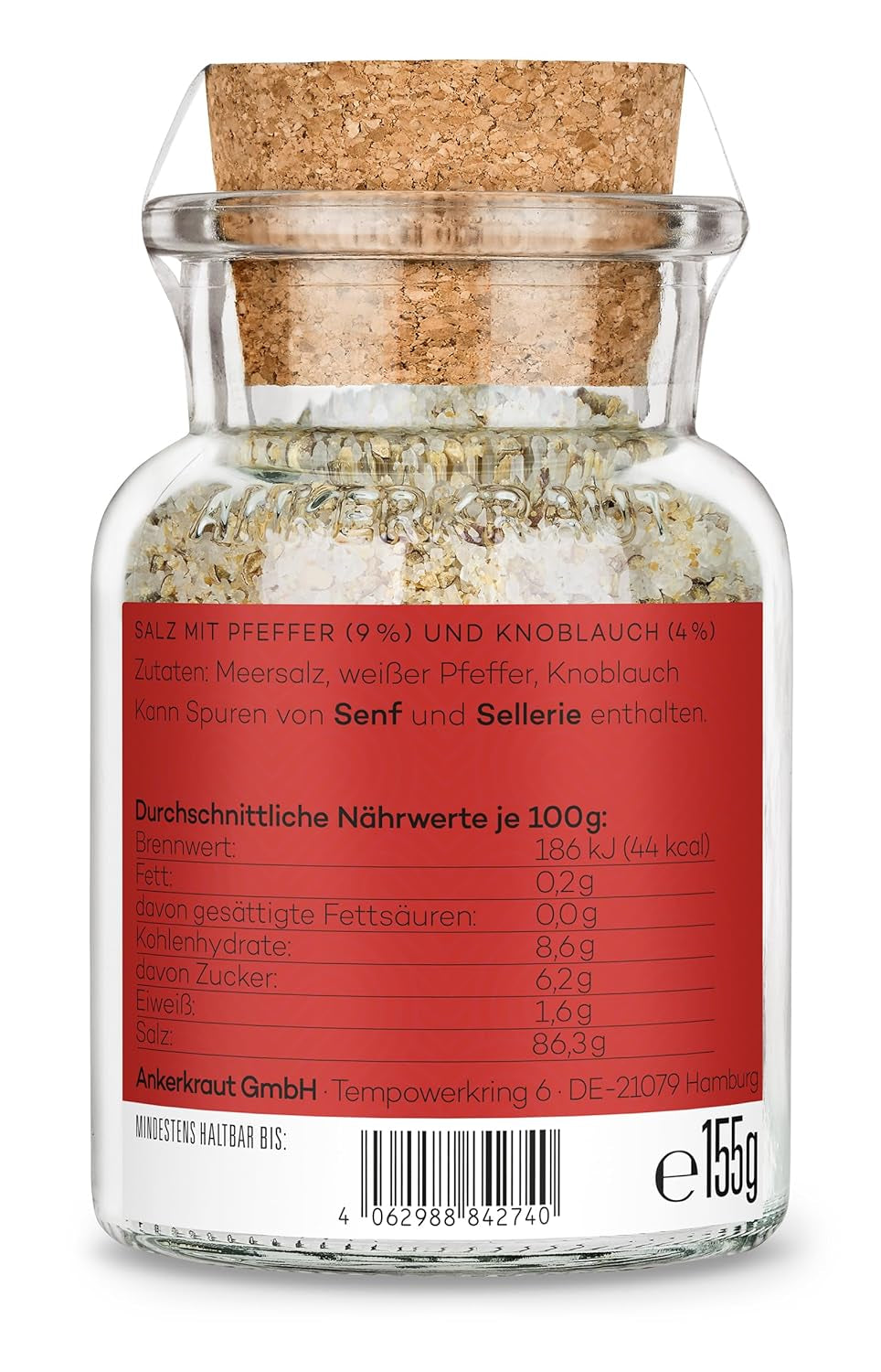 Ankerkraut „Merry Crisis“ Anlass-Gewürz, Aioli Pfeffer Salz zum Verschenken, Gewürz Geschenk mit Knoblauch, 155 g im Korkenglas