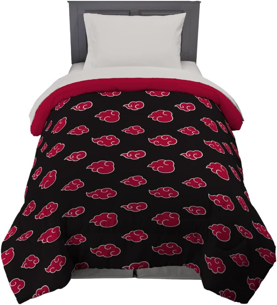 Franco Naruto Anime Akatsuki-Muster, weiche Mikrofaser-Bettwäsche, Bettdecke, Queen-Size-Bett (offizielles Naruto-Produkt), Bettdecken und Steppdecken, Naty Shop Naruto Twin