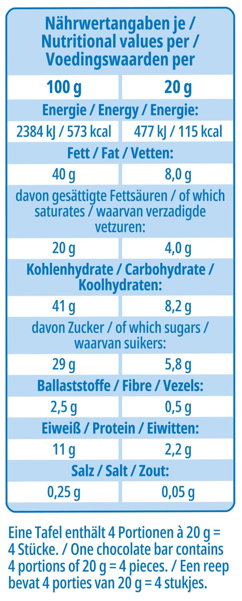 Frankonia Noisette mit Schokolade und Dextrose, laktose- und glutenfrei, 80 Gramm