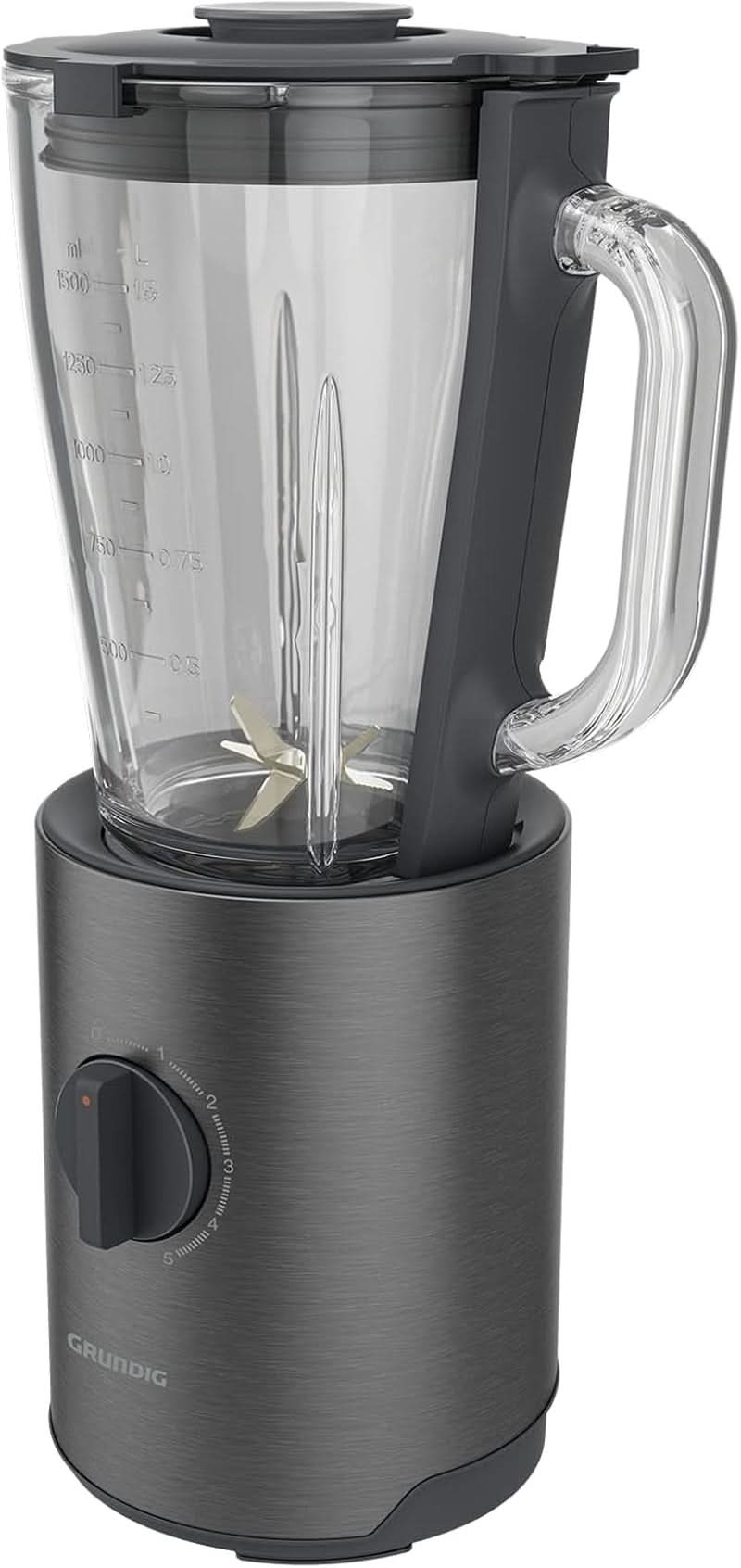 Grundig Delisia Novus SM 7140 Professioneller Standmixer, 1,5 Liter, 800 Watt, 6-Fach Edelstahlmesser Mit Zirkonium-Beschichtung, 5 Geschwindigkeitsstufen + Pulse-Funktion, Dark Inox/Edelstahl Kitchen Naty Shop