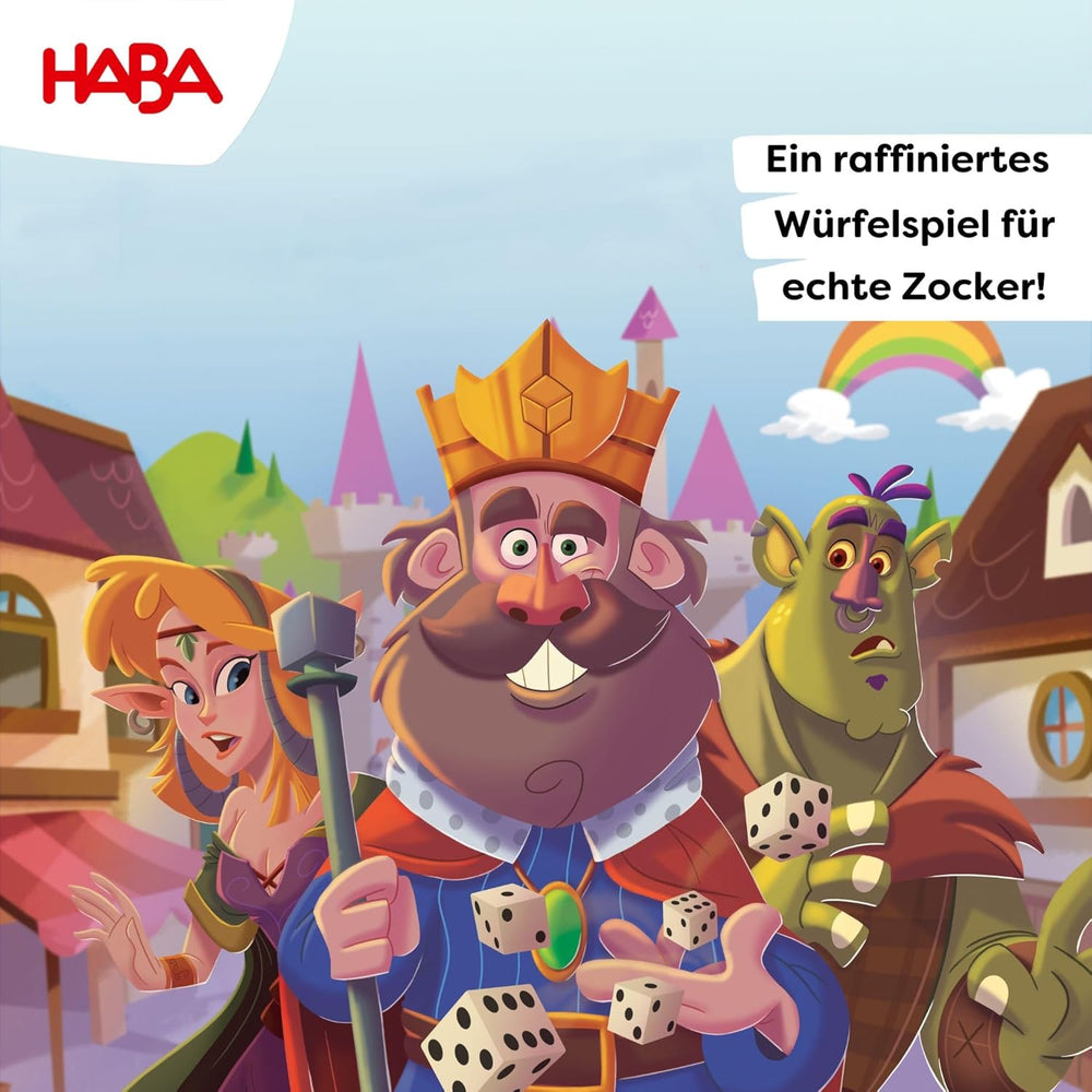 HABA Dice King – Joc de cărți și zaruri captivant pentru 2-5 jucători – Joc de petrecere captivant pentru întreaga familie – De la 8 ani în sus – Ideal ca și mic cadou – 1303485001