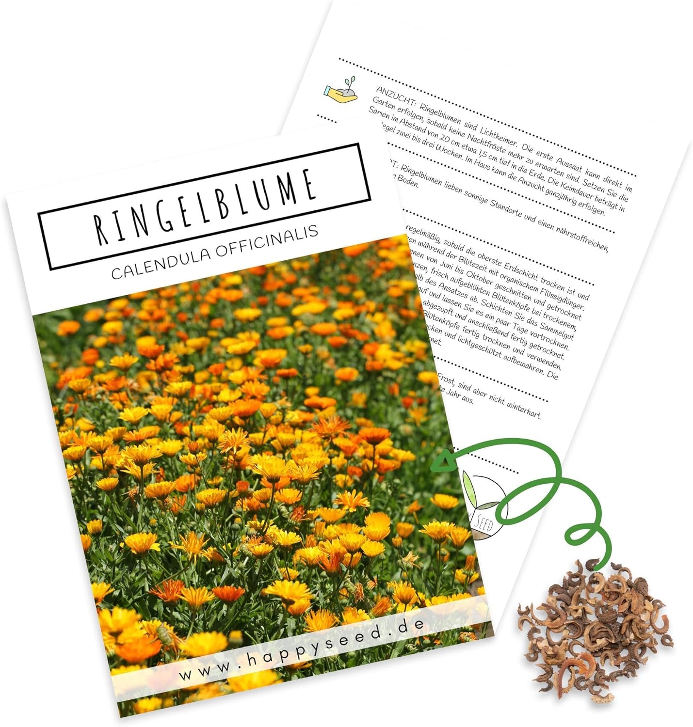 Ringelblumensamen (Calendula officinalis) – Vielseitige Heilpflanze mit essbaren Blüten und ideal für eine bunte Blumenwiese (Abendrot)