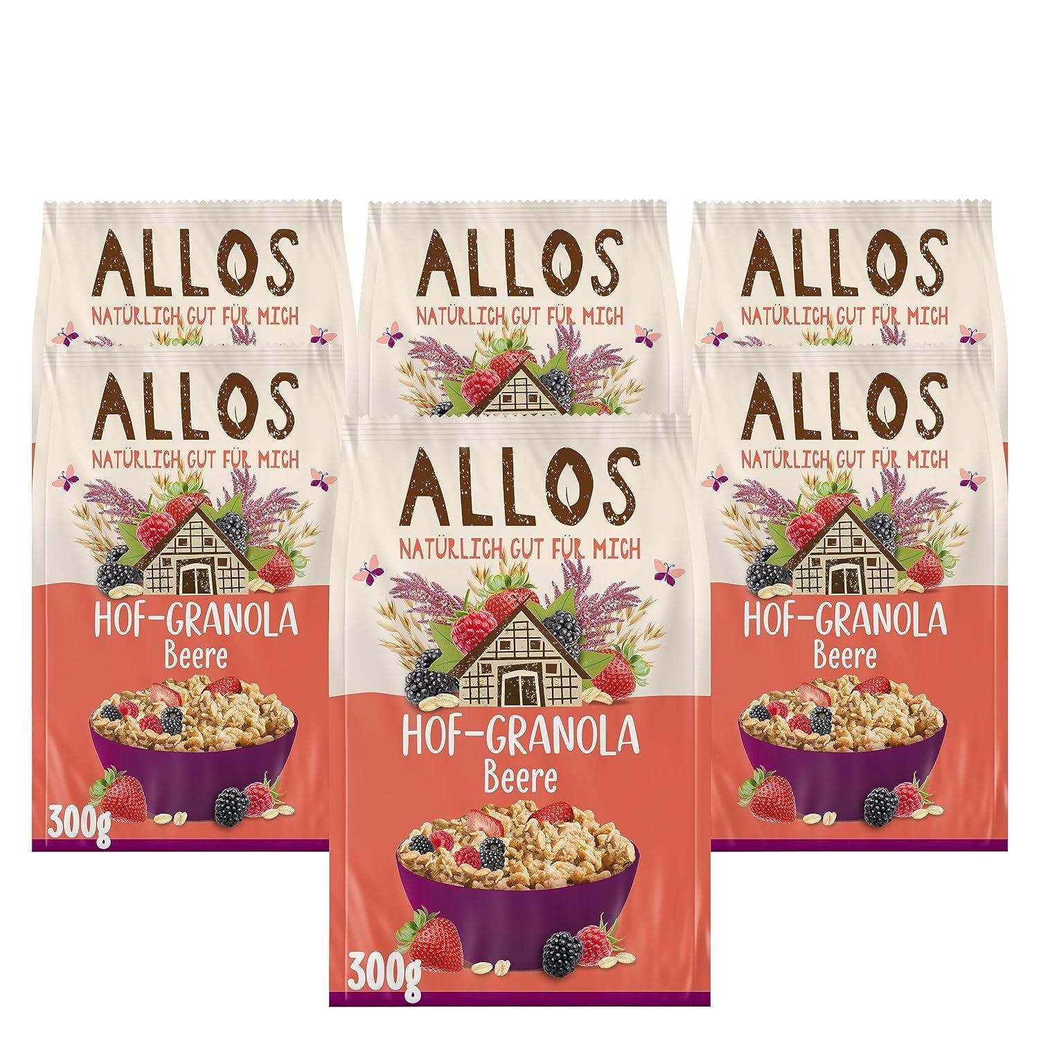 Allos Hof Müsli mit Beeren | Bio-Müsli | Müsli mit Beeren | Knuspriges Müsli | Müsli zum Frühstück | 6er Pack (6 x 300g), 1 Stück (6er Pack)