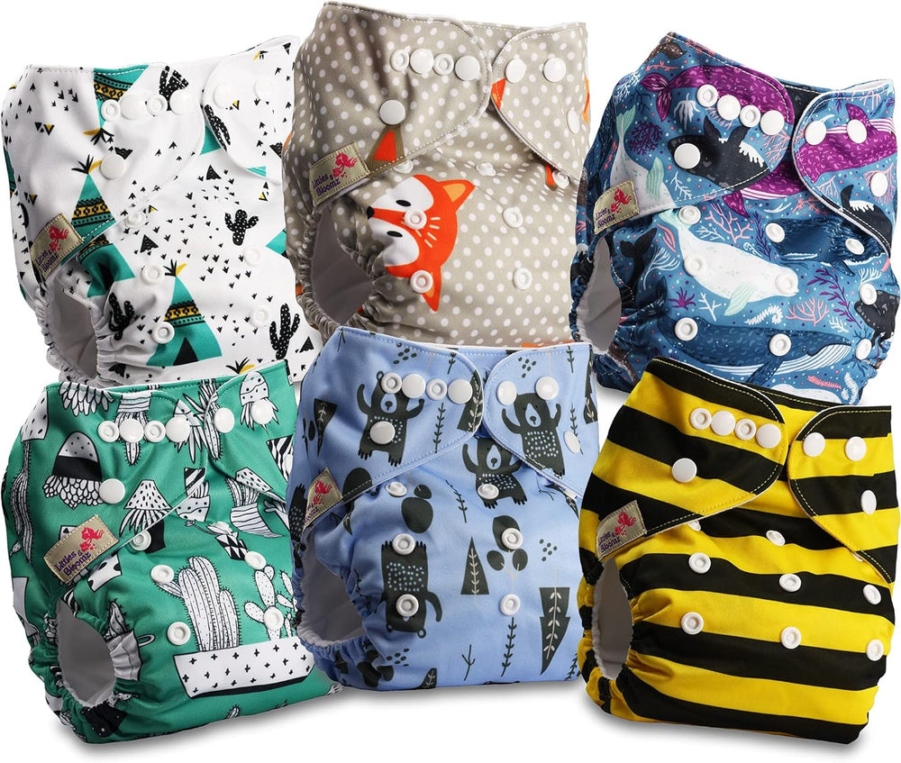 Littles and Bloomz FLP2-0406 Wiederverwendbare Standard-Clip-Windel, 4 Windeln