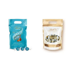 LINDOR Schokokugeln mit gesalzenem Karamell | ca. 80 Milchschokoladenkugeln mit Salzkaramellfüllung | Großpackung & Marc de Champagne-Schokoladenkugeln | 700 g