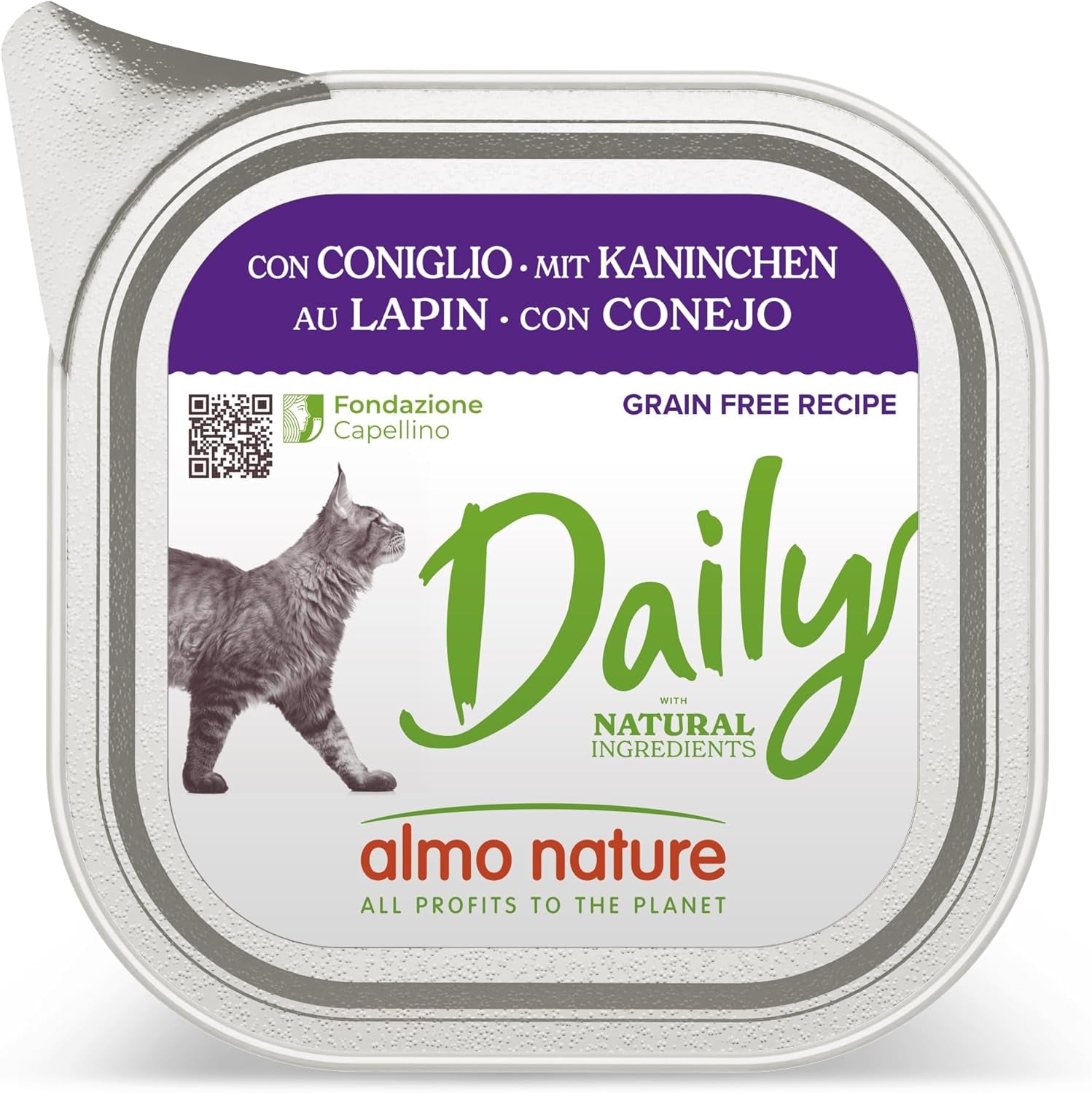Almo Nature Daily, hrană umedă pentru pisici adulte cu piele de vițel, 3,2 Kg (32 X 100 G)