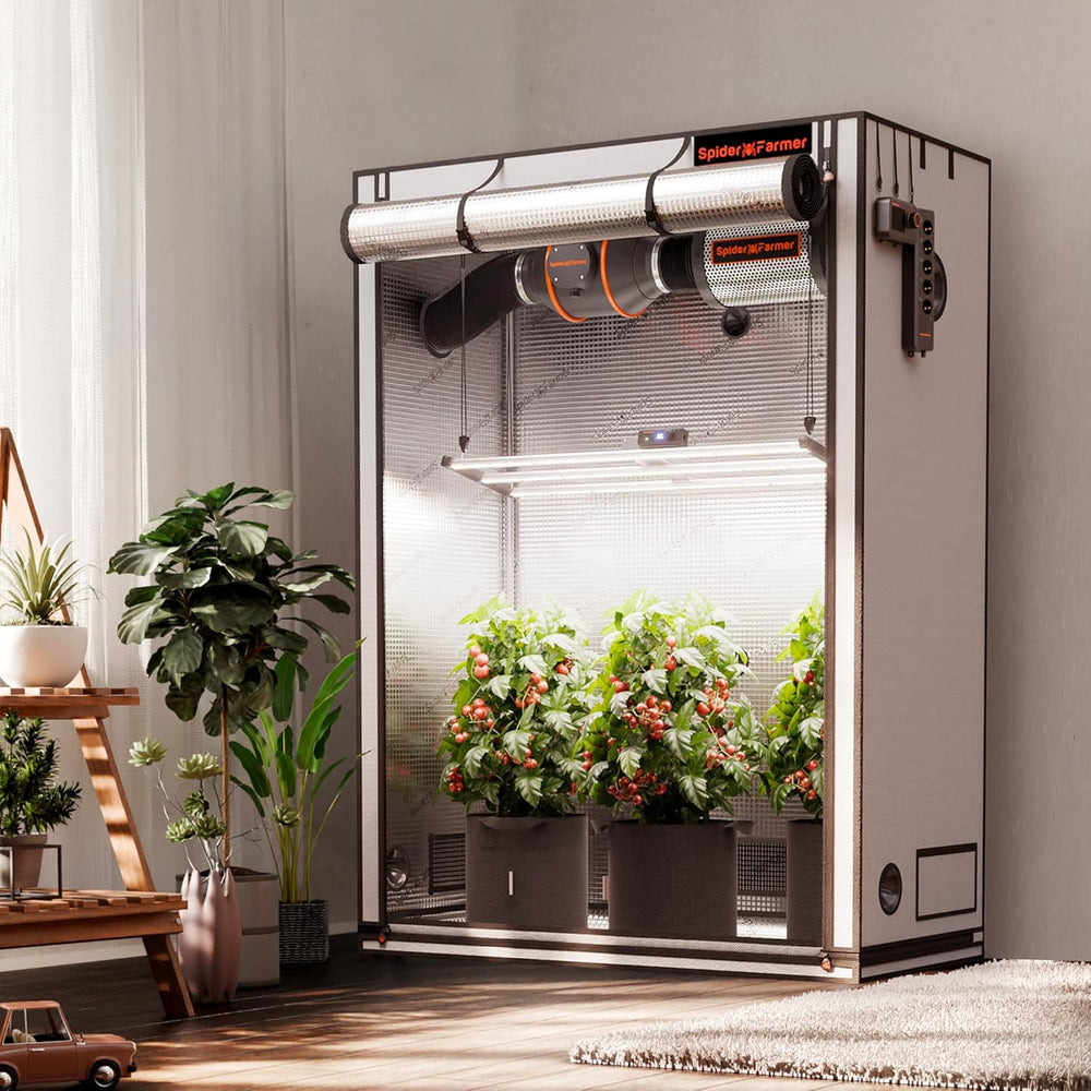 Spider Farmer Pro 70 x 140 x 200 cm großes Wachstumszelt mit Rolltür, Beobachtungsfenster, abnehmbarer Bodenplatte, Mylar 2000D-Gewebe, für Indoor-Hydrokulturen mit SF4000, G4500, SE4500