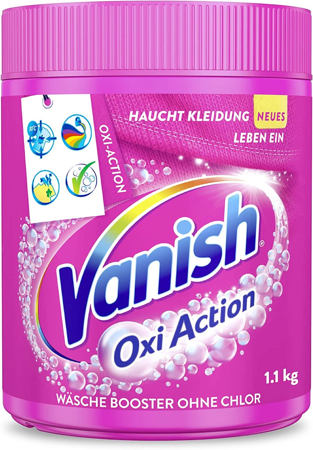 Vanish Oxi Action Powder Pink – 1 x 1,65 kg – Pulver zum Entfernen von Flecken und zur Verbesserung der Wäsche ohne Chlor – für farbige Wäsche. Waschmittel Naty Shop
