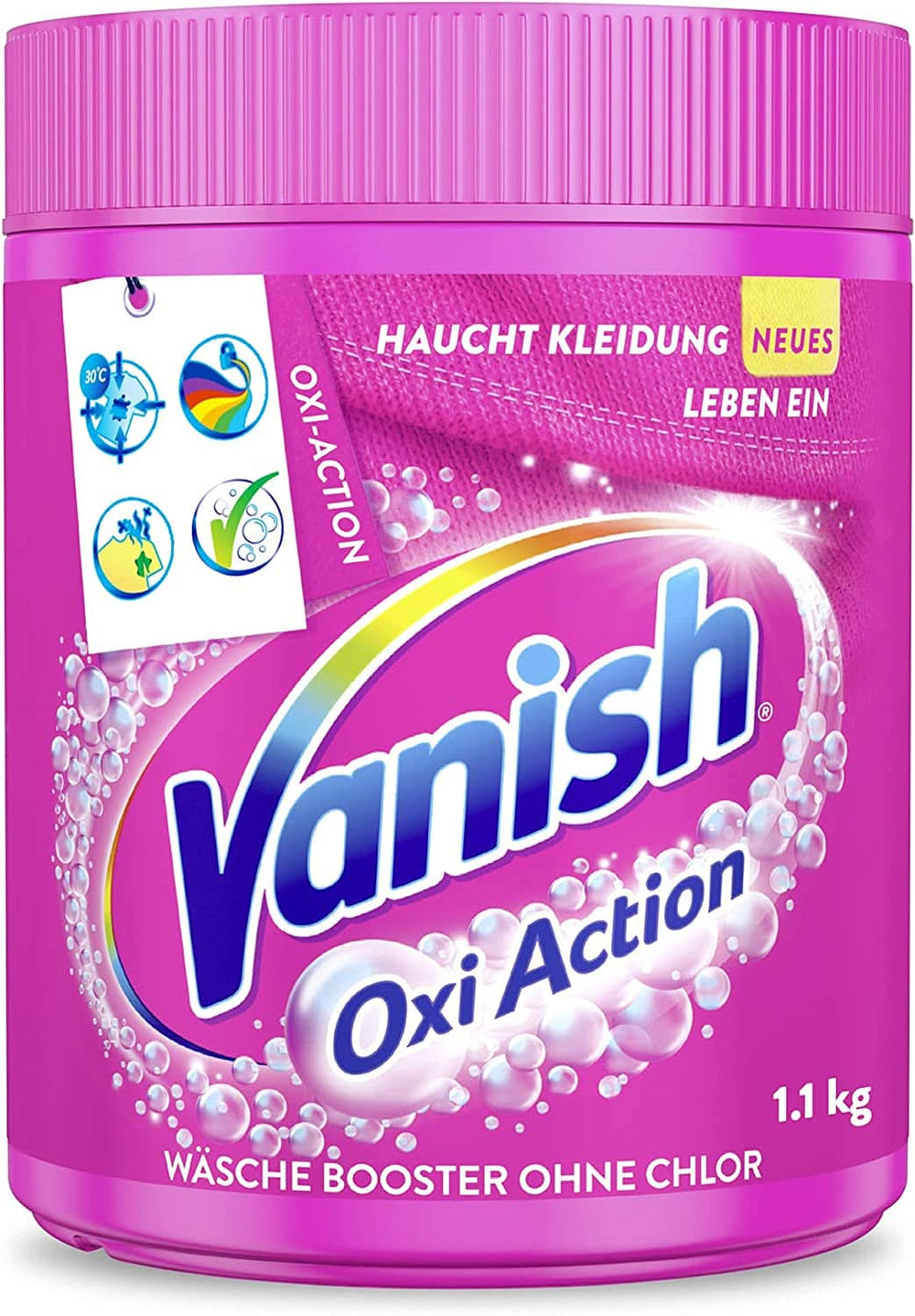 Vanish Oxi Action Powder Pink – 1 x 1,65 kg – Pulver zum Entfernen von Flecken und zur Verbesserung der Wäsche ohne Chlor – für farbige Wäsche. Waschmittel Naty Shop