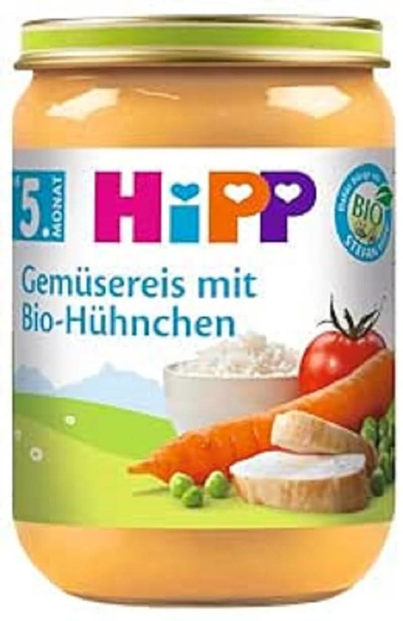 Porumb dulce Hipp cu piure de cartofi și curcan organic, pachet de 6 (6 X 190 grame) Mama si Copilul Naty Shop 6 x 190 grame Orez vegetal cu pui organic