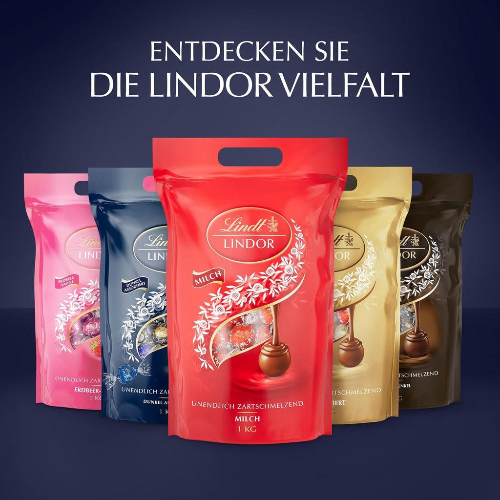 Lindt LINDOR Chocolate Balls Dark Mixture, pungă de 1 kg, resigilabilă Bomboane de Ciocolata Naty Shop