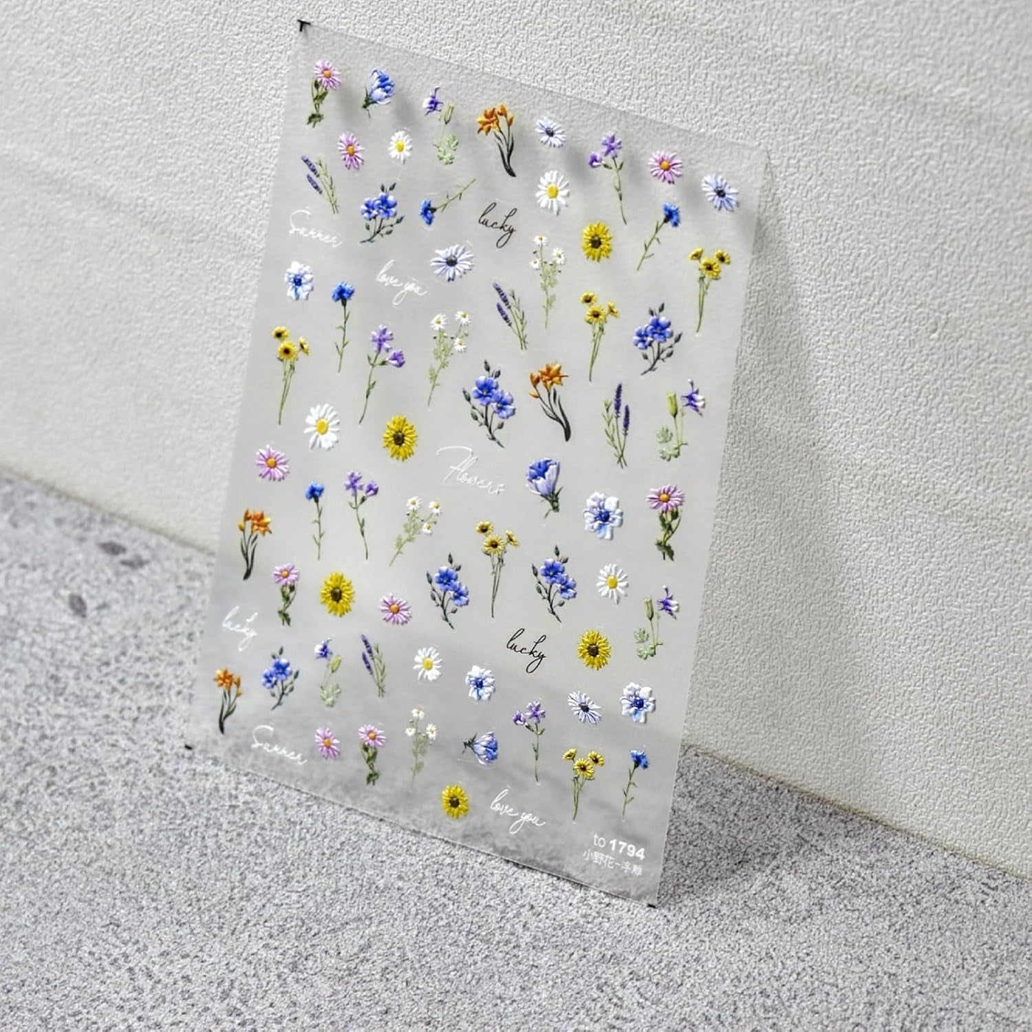 JMEOWIO 3D Nagelsticker Bunte Blumen Nail Art Sticker Selbstklebend Nagelaufkleber 5D Stereoskopisch Frühlings Sommer Blumen Dekoration Nageldesign Zubehör 2 Blatt