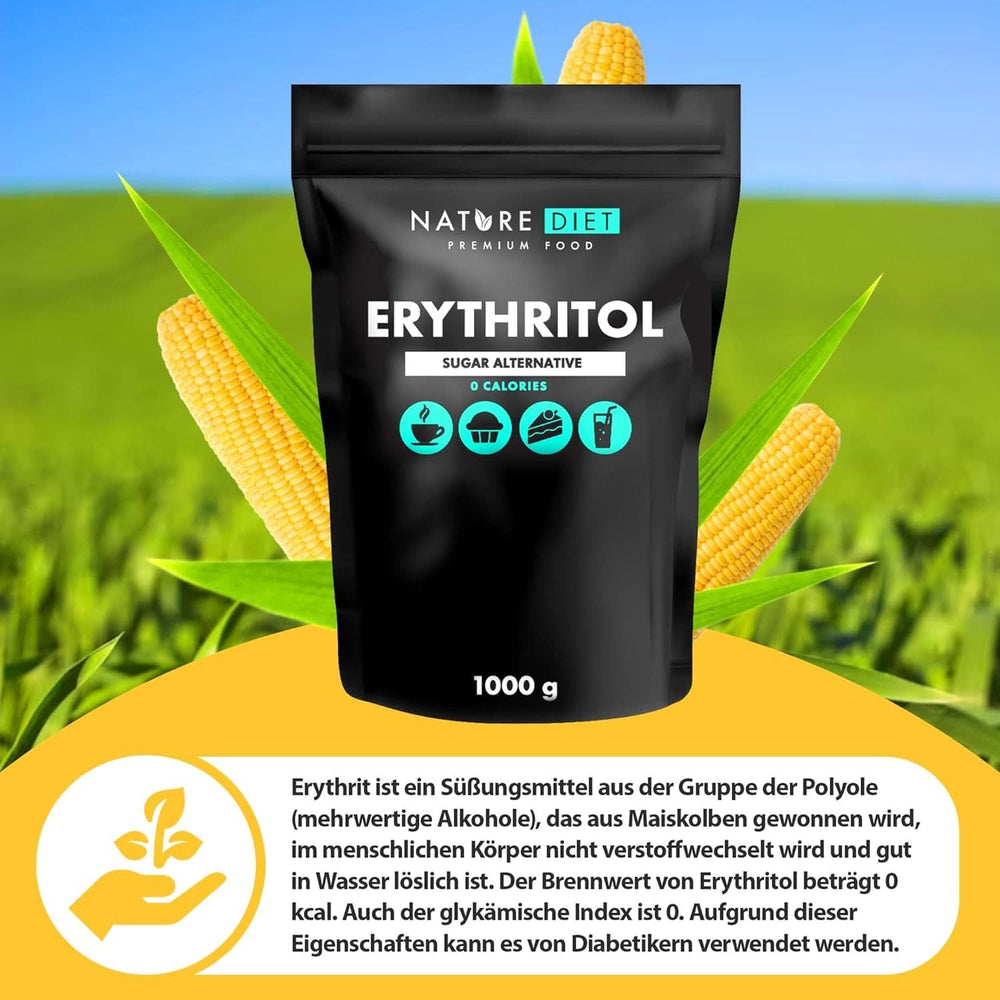 Nature Diet - Erythritol 2 X 1000 G | Natürlicher Süßstoff | Null Kalorien | Zuckerersatz Süßstoffe Naty Shop