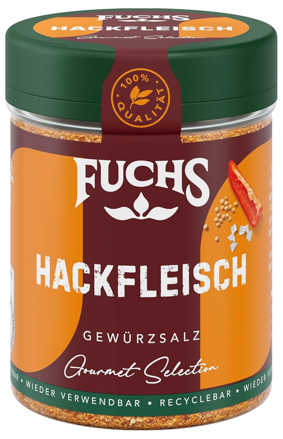 Fuchs Gourmet Selection Klassisch/Heimisch – Bratkartoffel Gewürzsalz, nachfüllbares Kartoffelgewürz, Salz zum Würzen von Brat- & Ofenkartoffeln, Pommes Frites & Co, vegan, 70 g