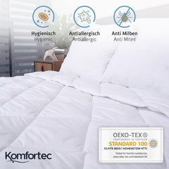 Komfortec Sommerdecke 135 x 200 cm, 170 g/m², dünne und leichte Decke für den Sommer, antiallergische Decke, weiß. Steppdecken und Steppdecken Naty Shop