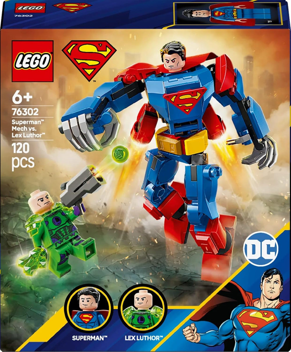 LEGO DC Superman Mech Vs. Lex Luthor – Superhelden-Spielzeug mit 2 Minifiguren – baubare Actionfigur mit beweglichen Armen, Beinen und Fingern – Geschenk für Jungen und Mädchen ab 6 Jahren. 76302 Bausets. Besuchen Sie den LEGO-Store