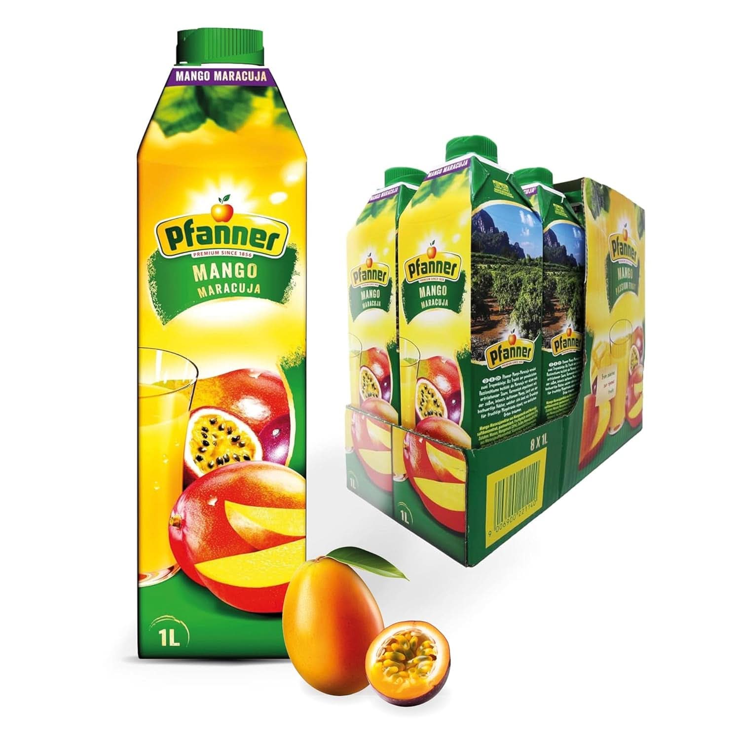 Pfanner Nectar de fructe cu căpșuni (8 X 1 litru) - 30 % conținut de fructe - băutură de căpșuni Naty Shop Mango-Maracuja