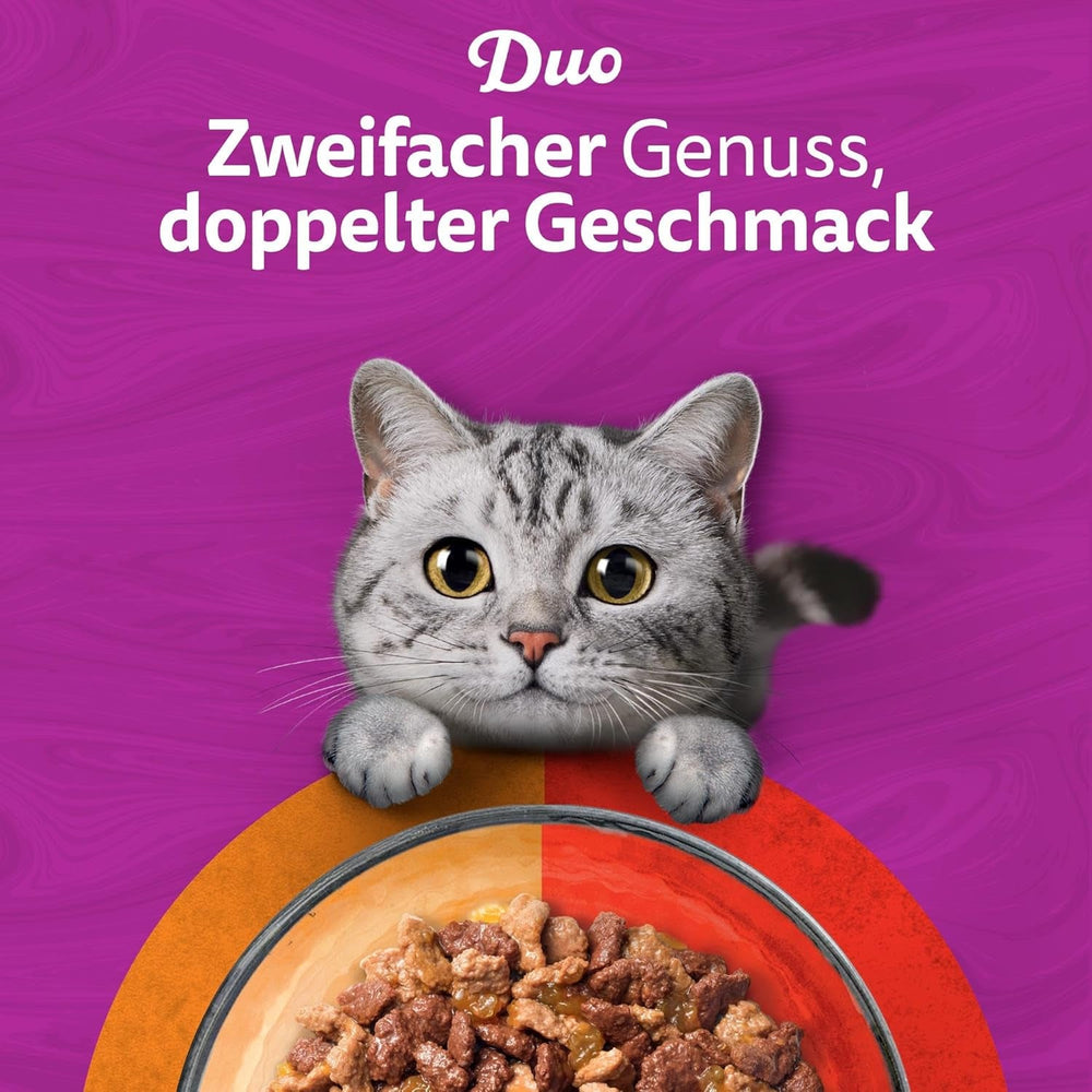 WHISKAS Duo Pliculețe pentru Porții de Hrană Umedă, Pachet Multiplu, Combinație Clasică în Jeleu, 12 x 85g