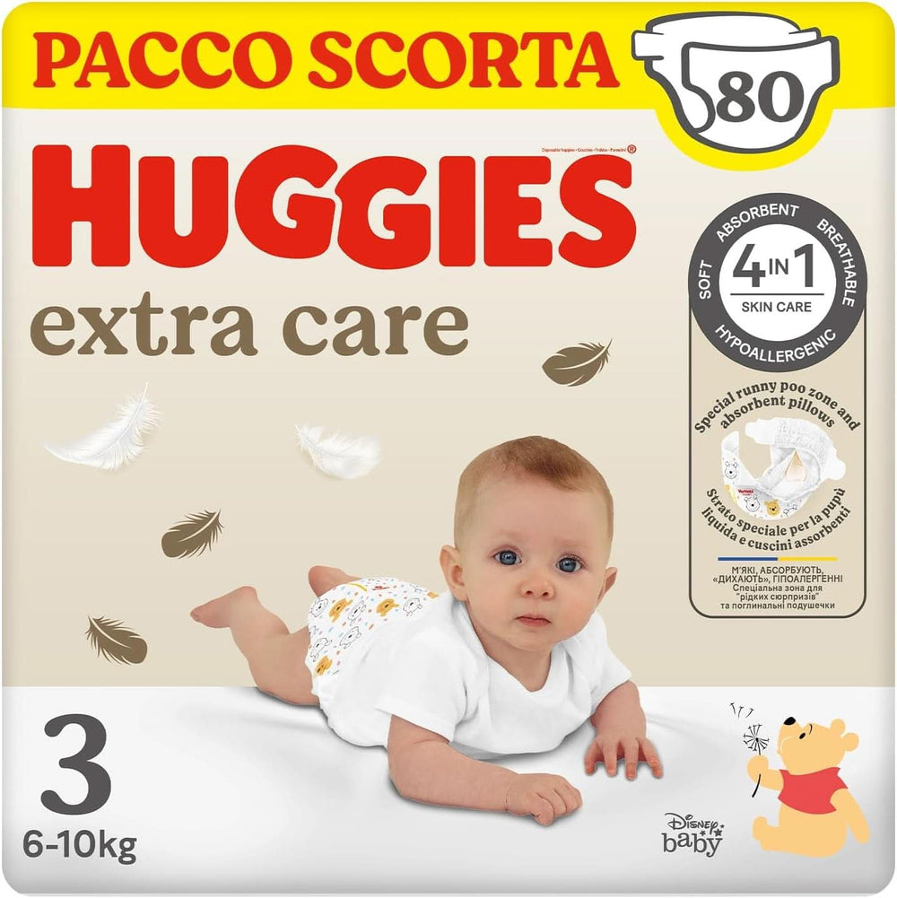 Huggies Extra Care Windeln, Größe 3 (4-9 kg), 2 Packungen mit 40 Windeln Mutter und Baby Naty Shop