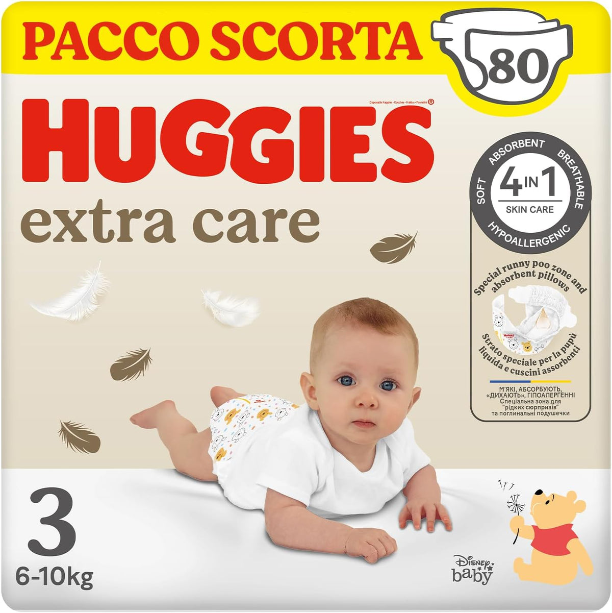 Huggies Extra Care Windeln, Größe 3 (6-10 kg), 2 Packungen mit 40 Windeln