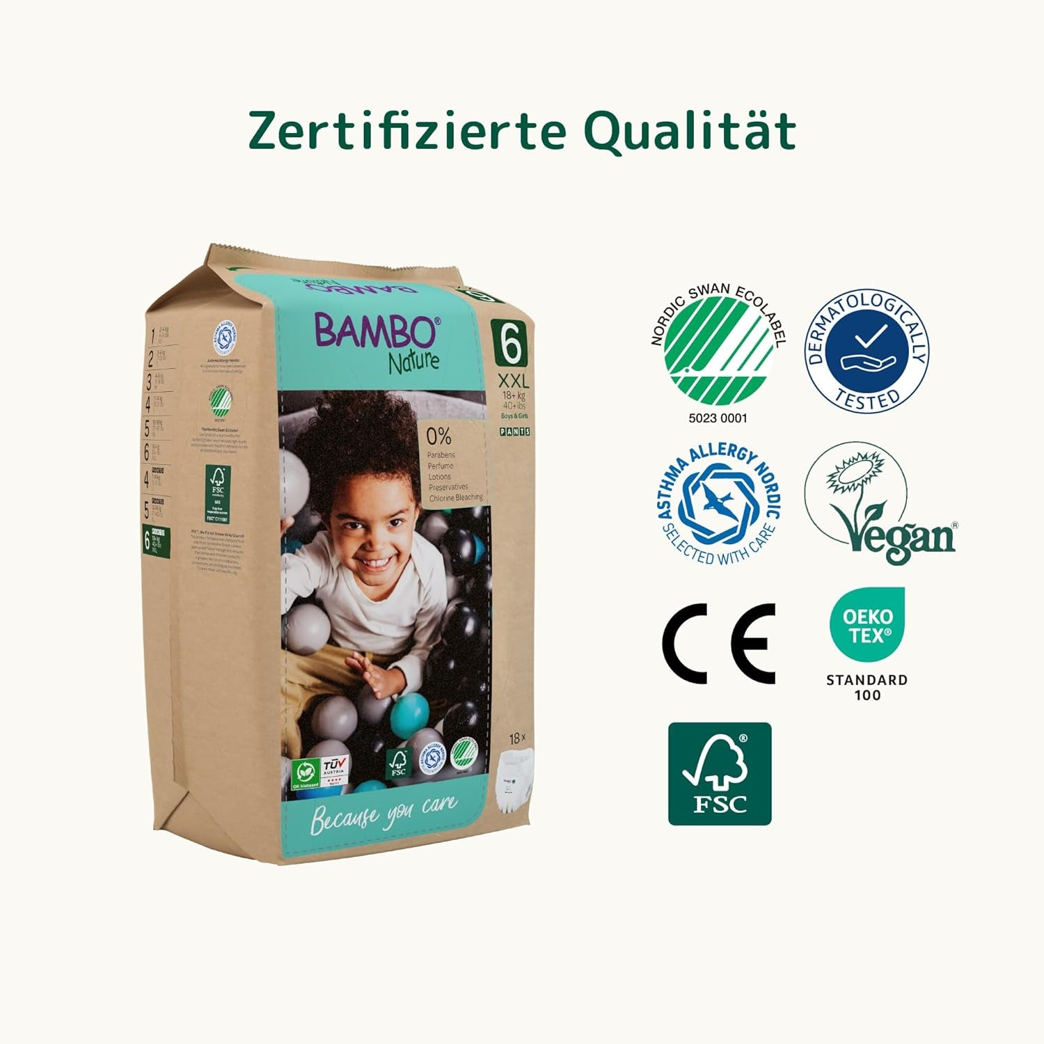Bambo Nature Babywindeln, Größe 6 (15+ kg) – Monatsbox mit 90 Stück | Säuglingswindeln mit verbessertem Auslaufschutz | Maximaler Komfort und Freiheit für aktive Kinder | Dermatologisch getestete Windeln