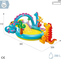 Intex 57135NP – Aufblasbares Spielcenter Dinoland, Vinyl, Mehrfarbig, 302 x 229 x 112 cm