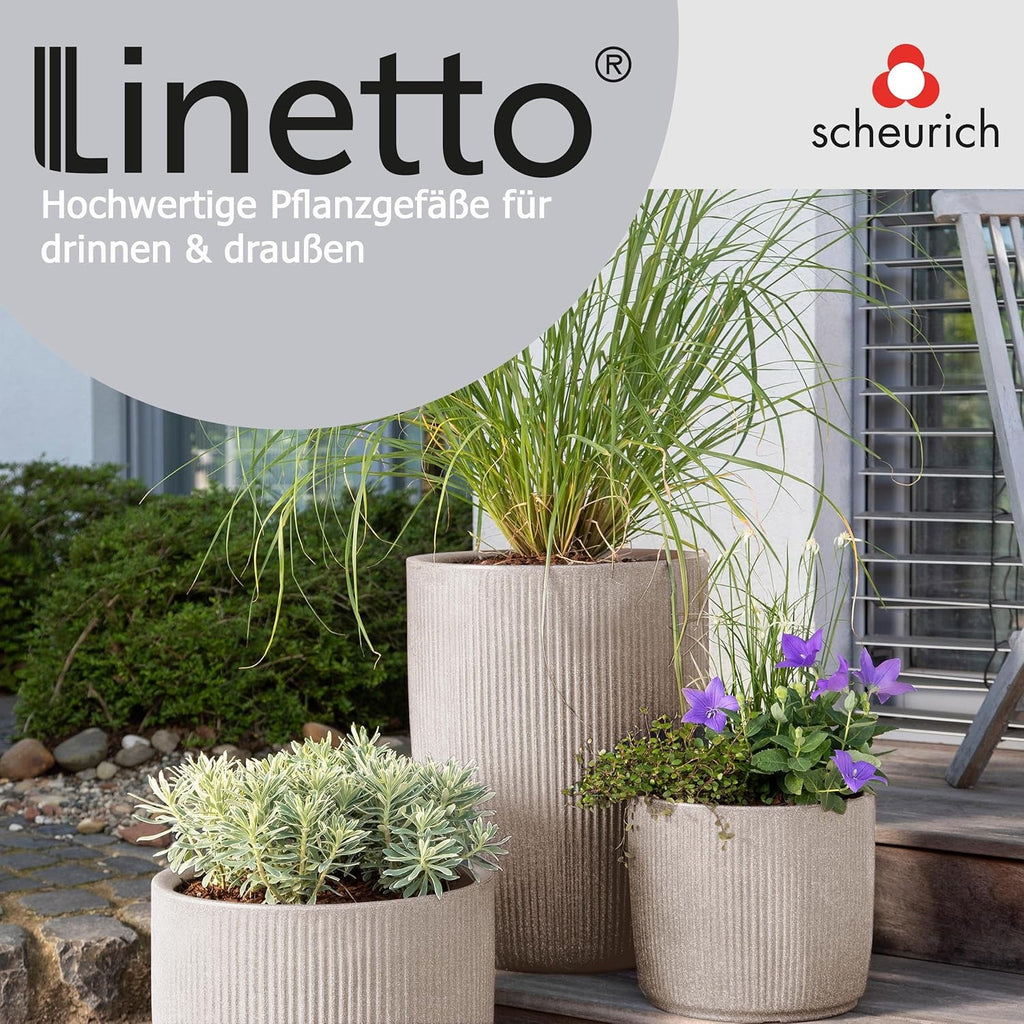 Scheurich Linetto 30, jardinieră/ghiveci/jardină, rotundă, culoare: nisip, fabricată din plastic reciclat, garanție 10 ani, pentru uz exterior
