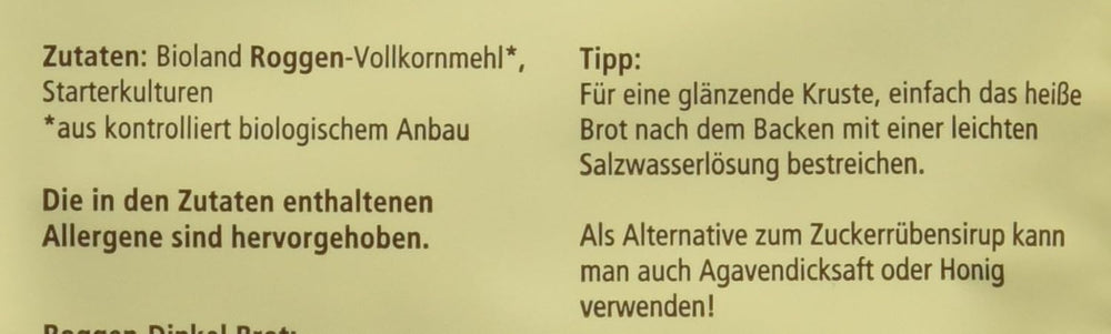 Lecker'S Bio Vollkorn Sauerteig (10 X 30 G) Mischung zum Backen und Kochen Naty Shop