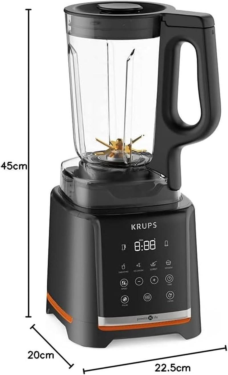 Krups Highspeed - Standmixer Infinymix KB9158 | 1600 W | 5 automatische Programme + manuelle Einstellung | Tritanbehälter | inkl. Rezeptheft | Smoothies, Shakes, Crushed Ice | Schwarz Kitchen Naty Shop