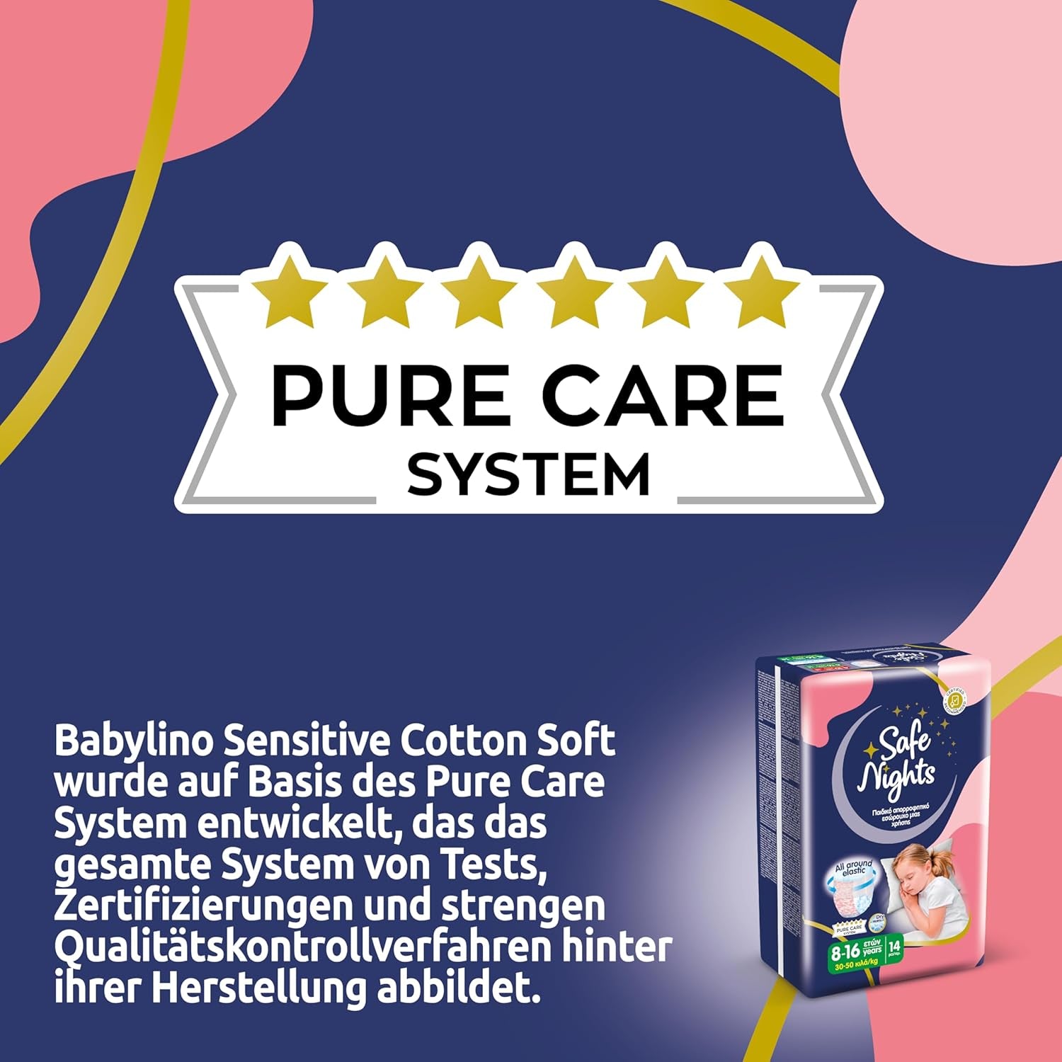 Safe Nights Girl, saugfähige Nachtwäsche für Mädchen von 8–16 Jahren (30–50 kg), 14er-Pack