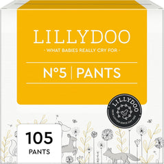 Pantaloni LILLYDOO prietenoși cu pielea, mărimea 5 (12-17 kg), cutie lunară (105 bucăți)