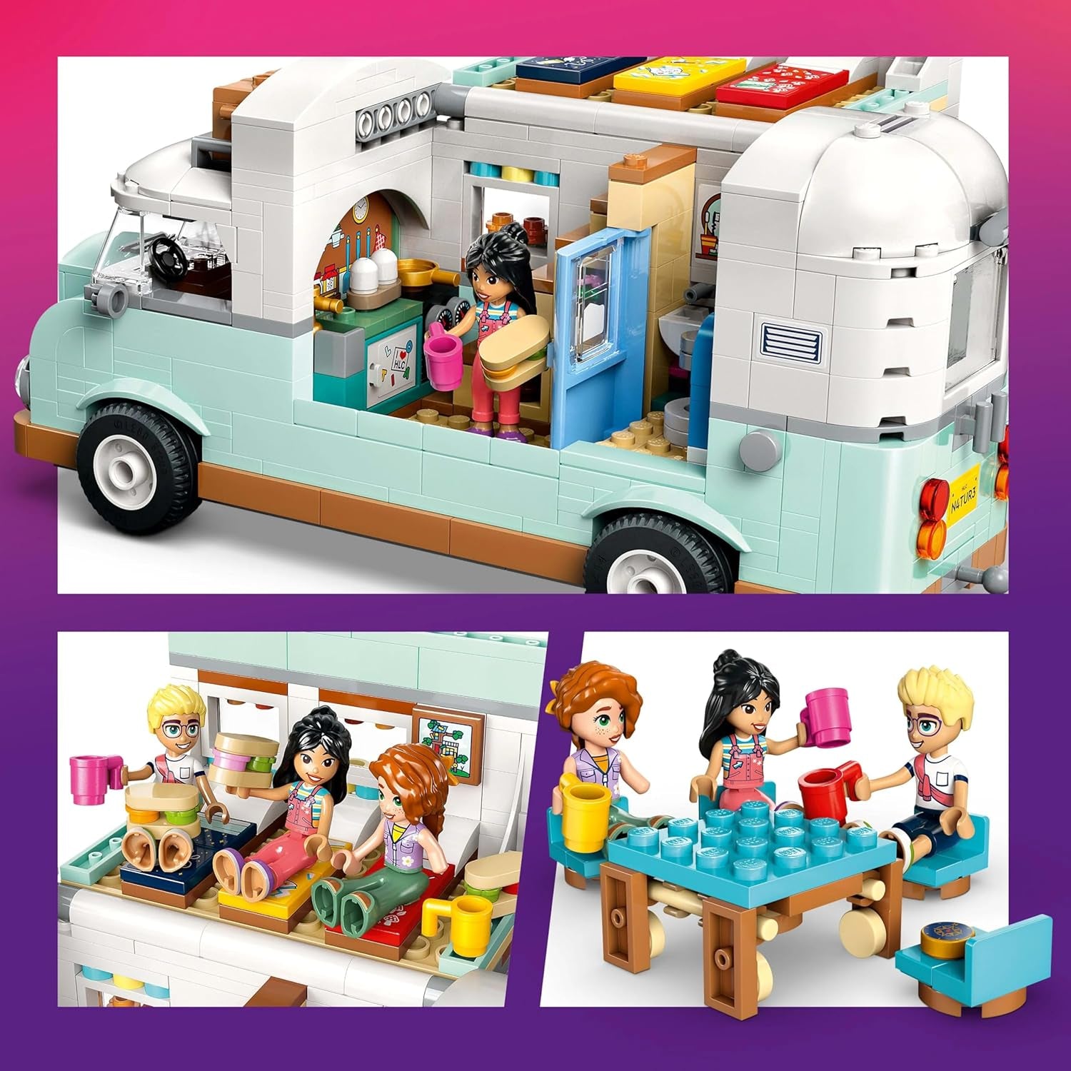 LEGO Friends Caravan, Rollenspiel-Bauset mit Spielzeug-Caravan, Geschenk für Mädchen ab 7 Jahren, kreatives Spielset mit 3 Minifiguren und Frettchen-Tierfigur 42663 Bausets Besuchen Sie den LEGO-Store