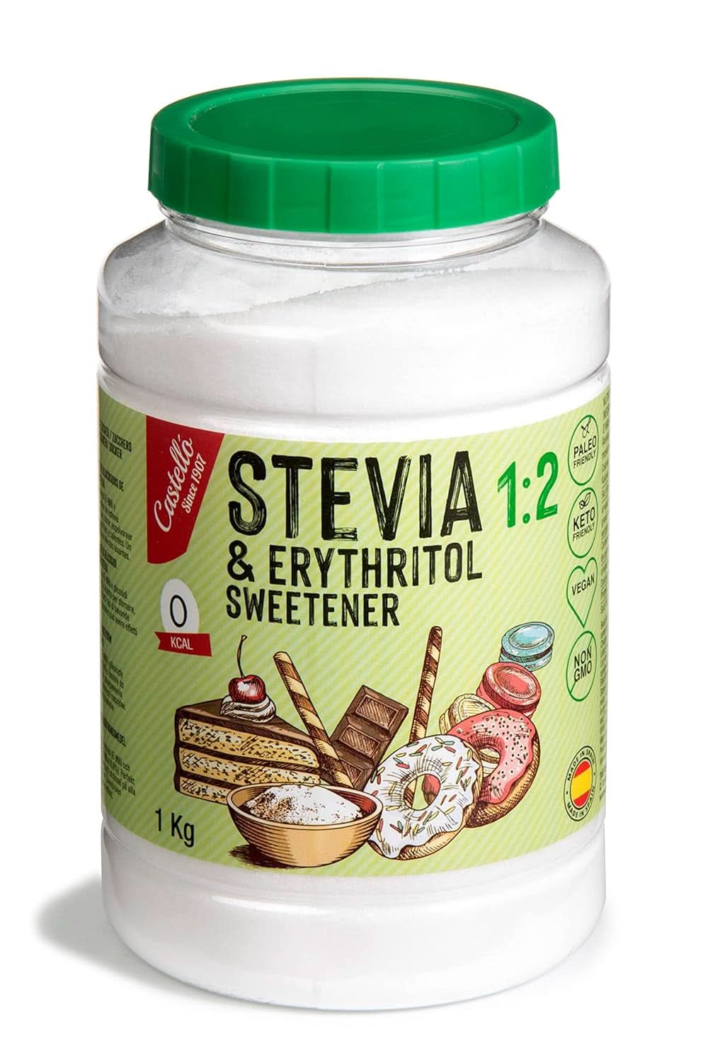 Stevia + Erythritol 1:2 Süßstoff, 1G = 2G Zucker, 1 kg Süßstoffe Naty Shop