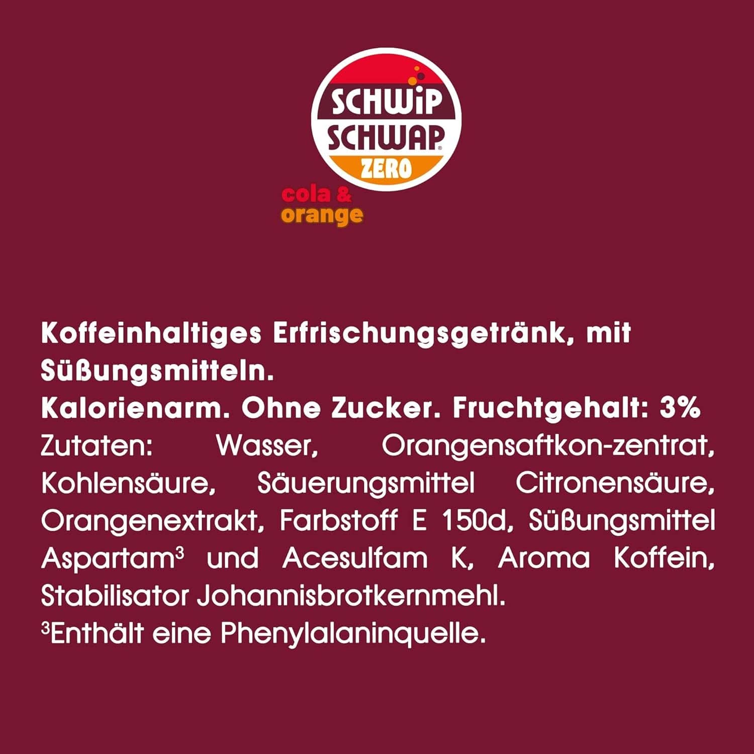 SCHWIPSCHWAP ZERO - XXL PACK - Koffeinhaltiges Cola-Erfrischungsgetränk mit Orangen, Set 6 x 1,75 Liter Naty Shop