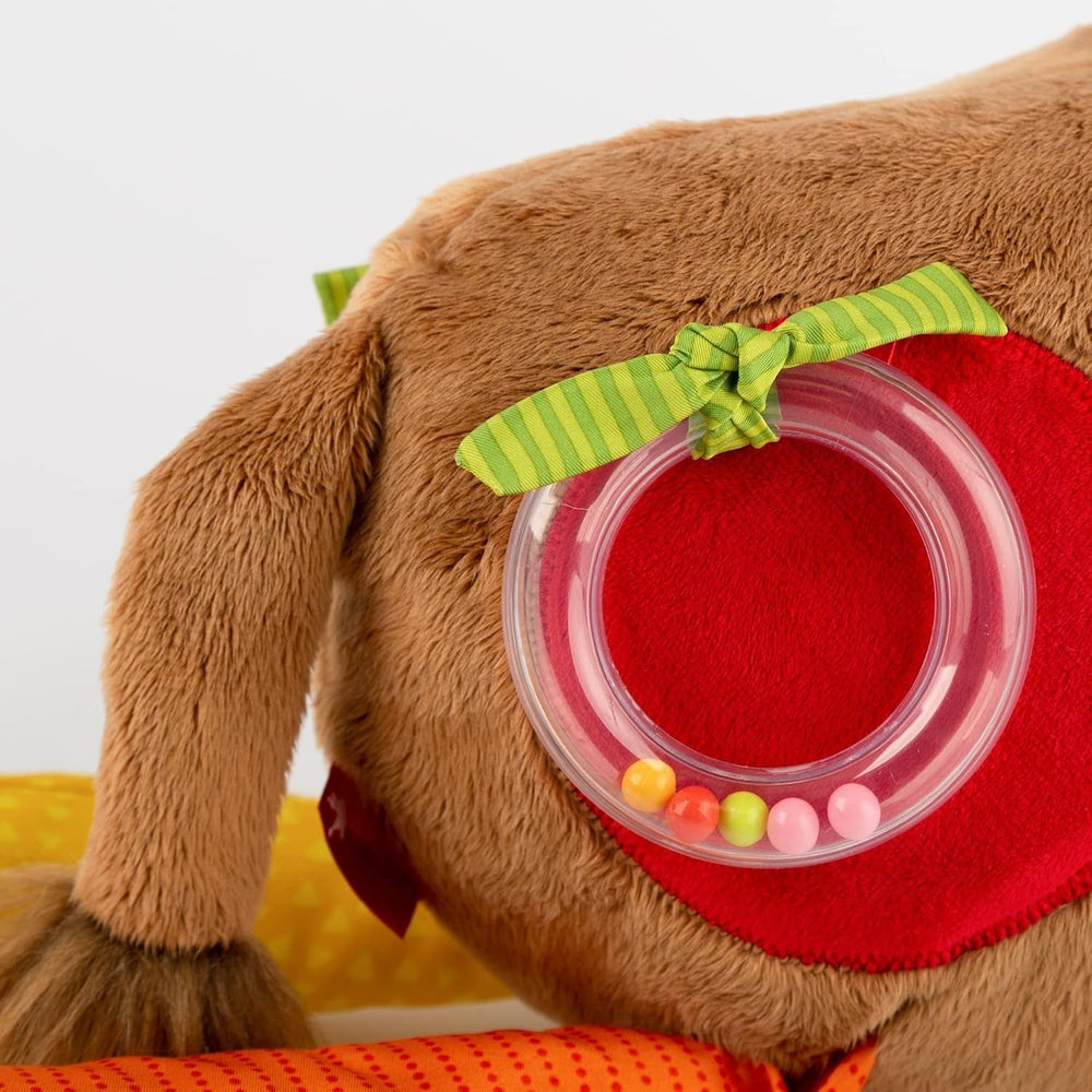 SIGIKID 42863 Jucărie pentru bebeluși girafă XXL, jucărie educativă PlayQ, jucărie de pluș cu inel de dentiție, zornăitor, oglindă, scârțâitor, pentru bebeluși și copii de la 3 luni, multicoloră/girafă 72 cm Jucarii Bebe Naty Shop