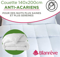Blanrève – Steppdecke „Serenité“ – Behandlung gegen Hausstaubmilben – gemäßigte Temperatur 300 g/m² – 140 x 200 cm – für Einzelbett – maschinenwaschbar, weiß Bettdecken und Steppdecken Naty Shop