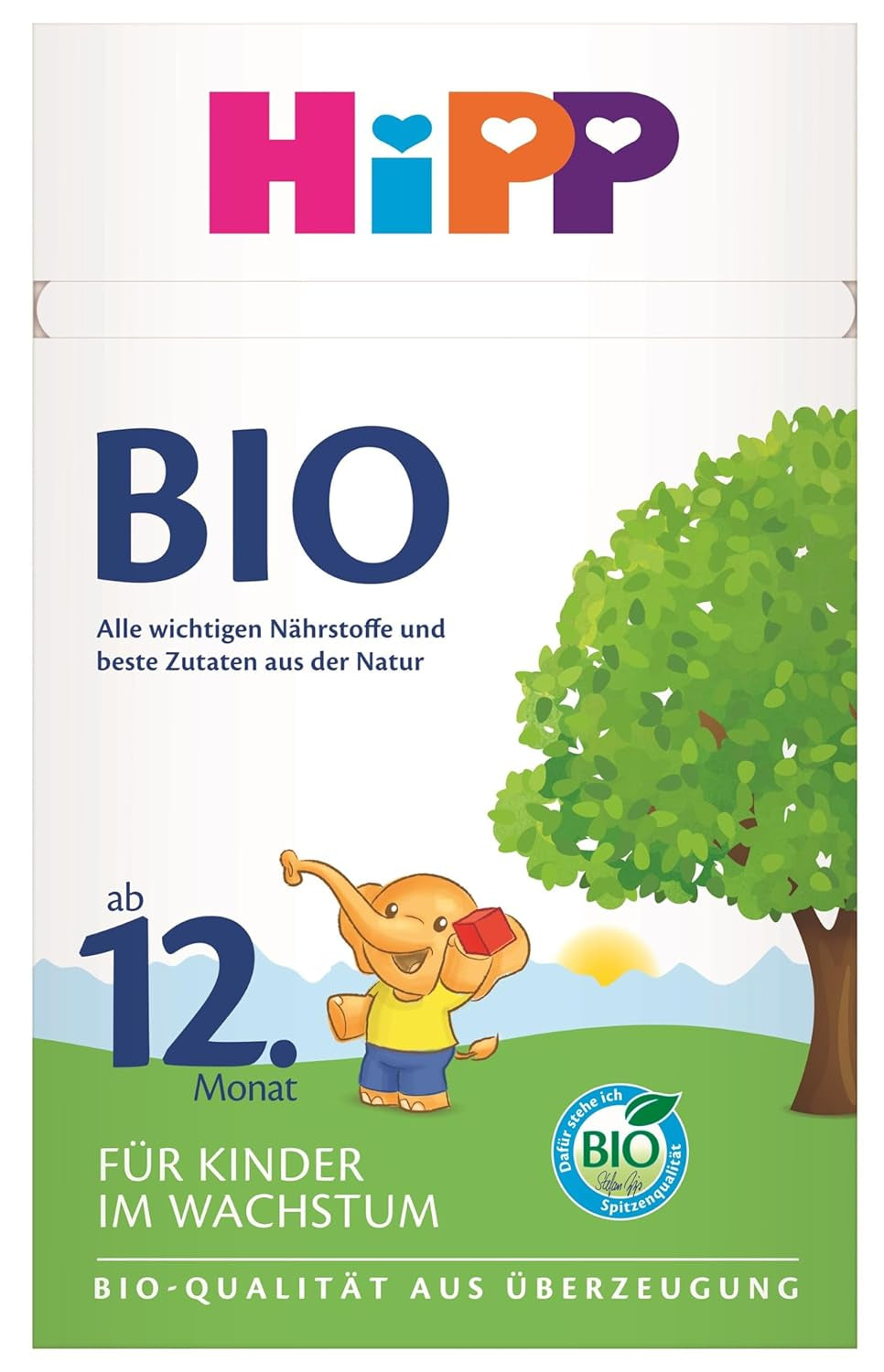 HiPP Bio-Wachstumsmilch (4 x 600 g) nach 12 Monaten mit Kalzium, Eisen, Vitamin C und D für heranwachsende Kleinkinder, beste Bio-Qualität