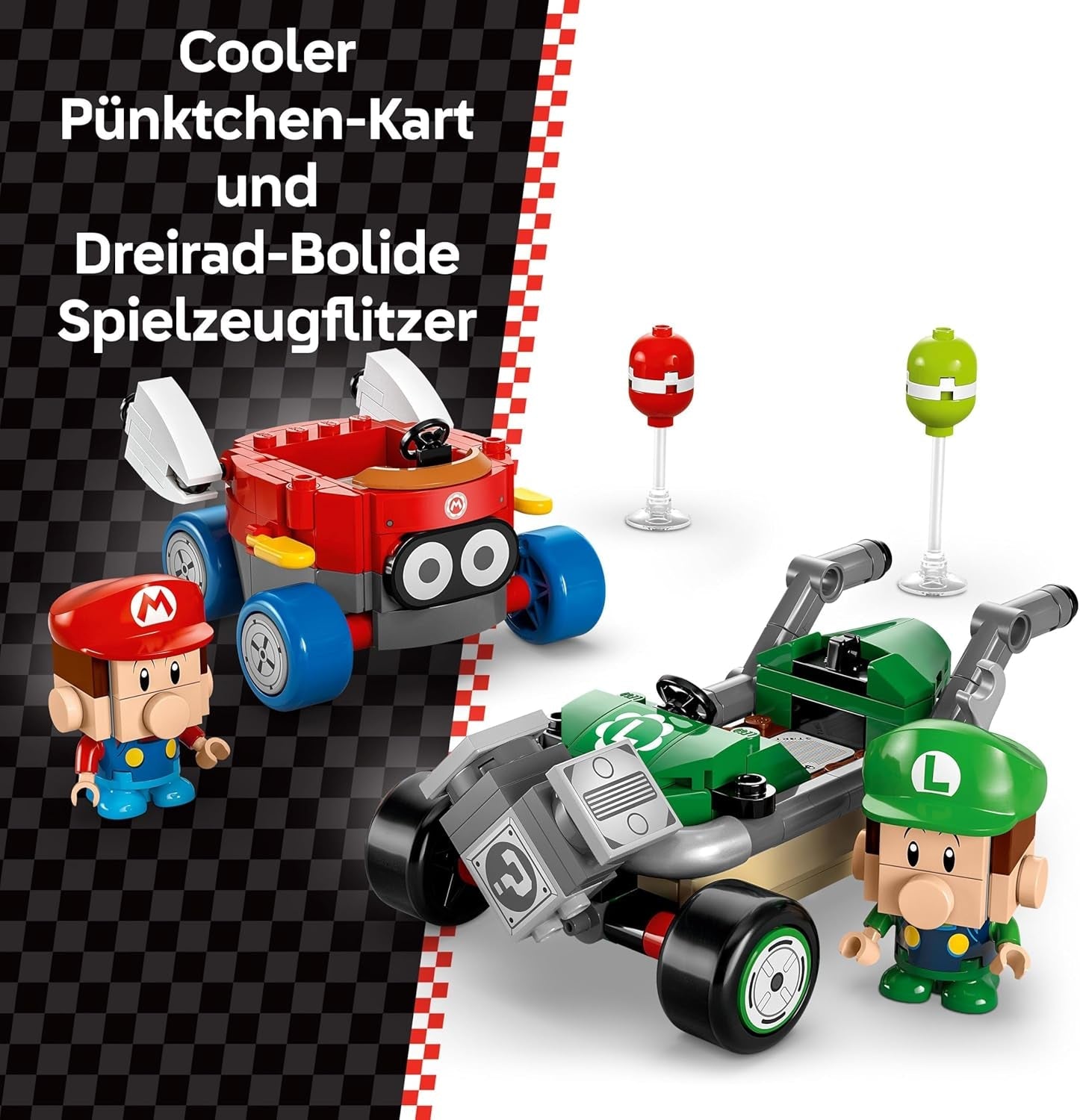 LEGO Mario Kart – Baby Mario Vs. Baby Luigi Nintendo-Sammelfiguren 2 baubare Speedmen-Spielzeuggeschenk für Jungen, Mädchen und Gamer ab 8 Jahren Abenteuerspielzeug 72034 Bausets Besuchen Sie den LEGO-Store