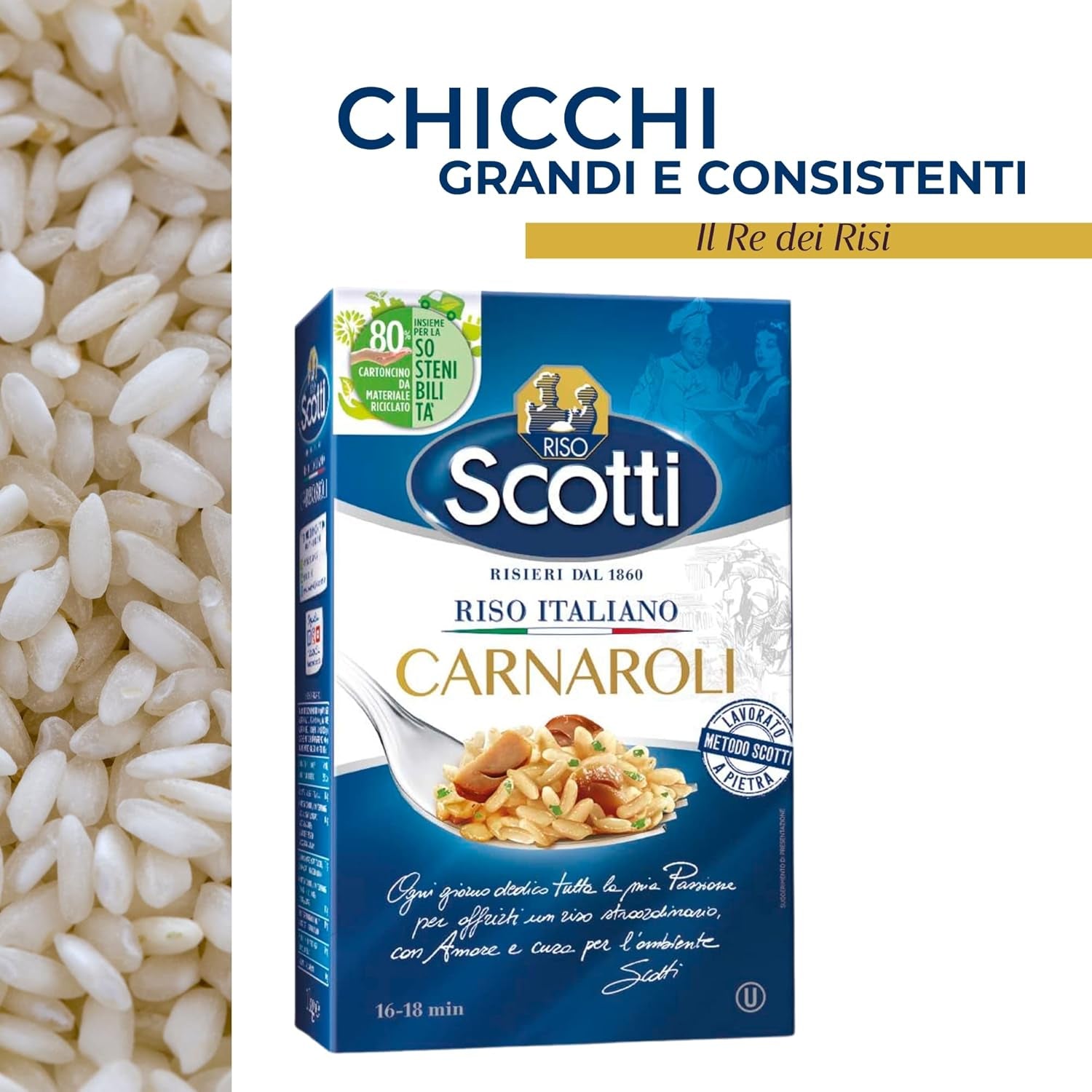 - Carnaroli – Extrafeiner Reis für Risotto, Reis aus Italien, fertig in 16 Minuten – 1 kg