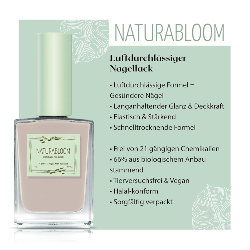 Schnell trocknender beiger Nagellack (Moon Dust) – natürlicher Nagellack mit veganer Formel – atmungsaktiv, nachhaltig und langlebig, 14 ml