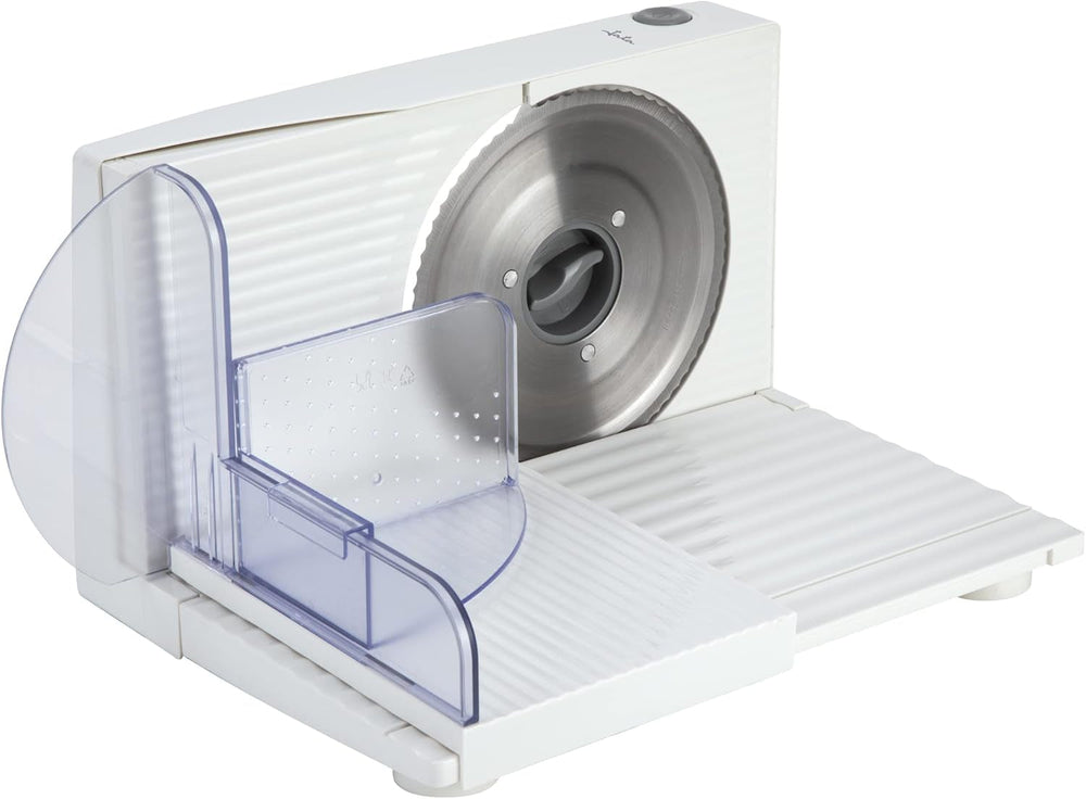 JECF0300 Kompakter elektrischer Allesschneider, abnehmbare Edelstahlklinge, Durchmesser 170 mm, Dickenregelung 0 bis 15 mm, 150 W Naty Shop Reiben und Schneidemaschinen