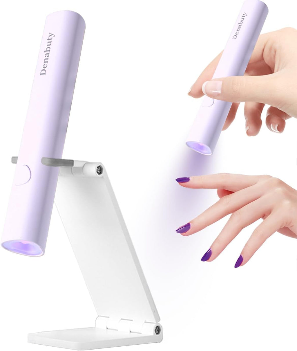 Denabuty UV Lampe Für Gelnägel, Mini U V LED Lampe Für Nägel Wiederaufladbar Mit Ständer Tragbare Kleine UV Nagellampe Für Gel Nagellack, Zum Aushärten Von Nagelkleber & Nail Tips Weiß