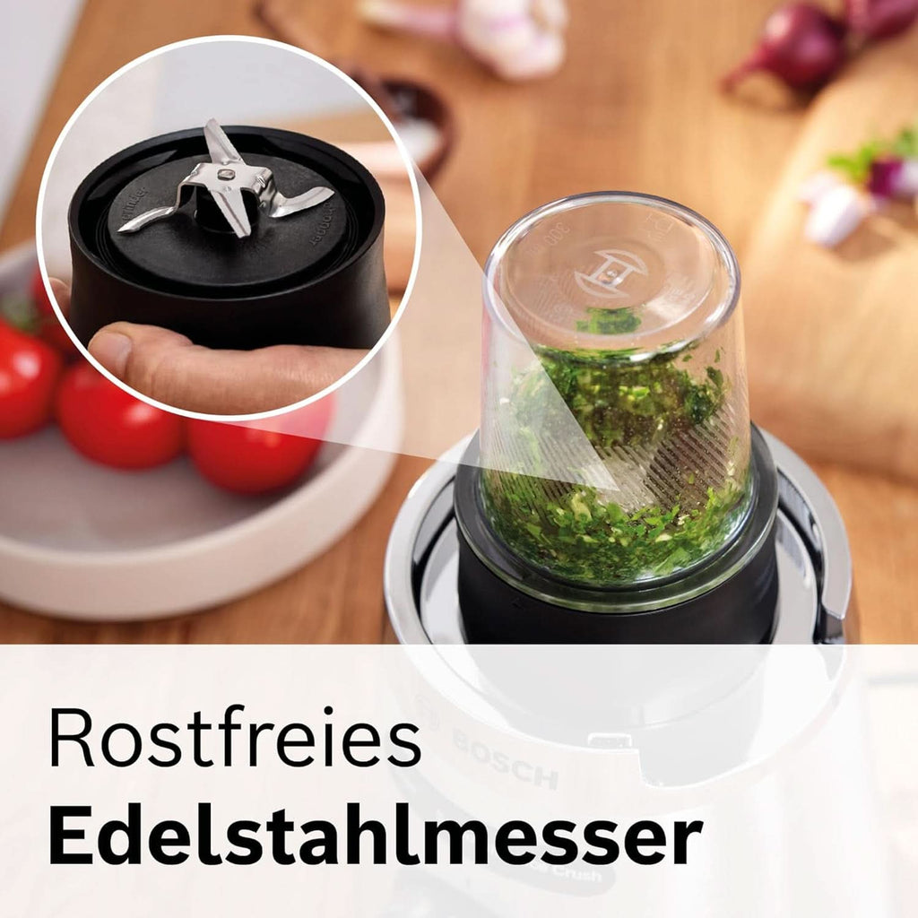 Bosch Standmixer Vitapower Serie 4 MMB6177S, Edelstahl-Klingen Made in Germany, 1,5L Thermosafe Glasbehälter, 0,6L To-Go-Flasche, Stopfer, Universalzerkleinerer, 30,000 U/Min, 1200 W, Silber Bucatarie Naty Shop