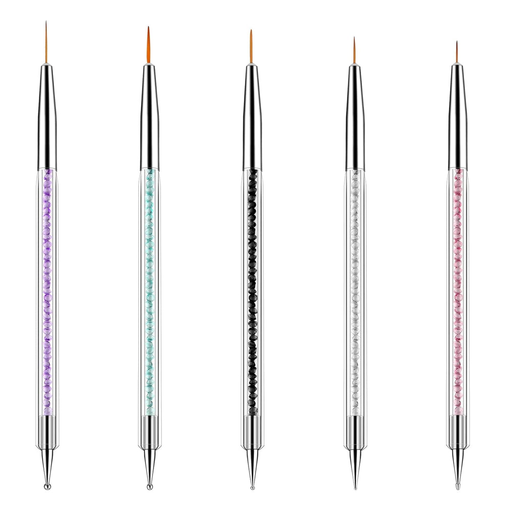 5 Stück Nail Art Pinsel Set Dotting Tool Nailart Pinsel Nageldesign Double Ended Dotting Pen Strass Professional Acryl Feinmalerei Nail Art Design